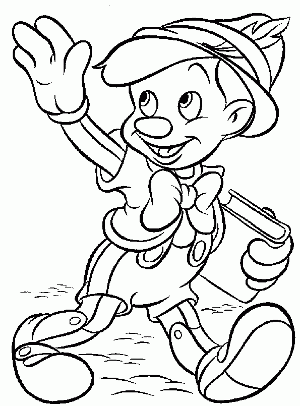Coloriage Pinocchio Dit Bye Bye - Pinocchio à imprimer
