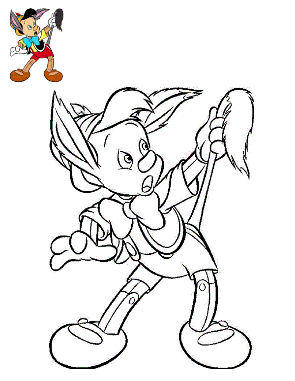 Coloriage Pinocchio marionnette enchantée 1940 - Pinocchio à imprimer