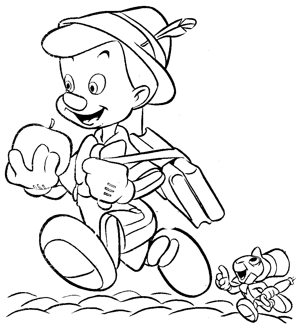 Coloriage Pinocchio Se Dirige Vers L'école - Pinocchio à imprimer