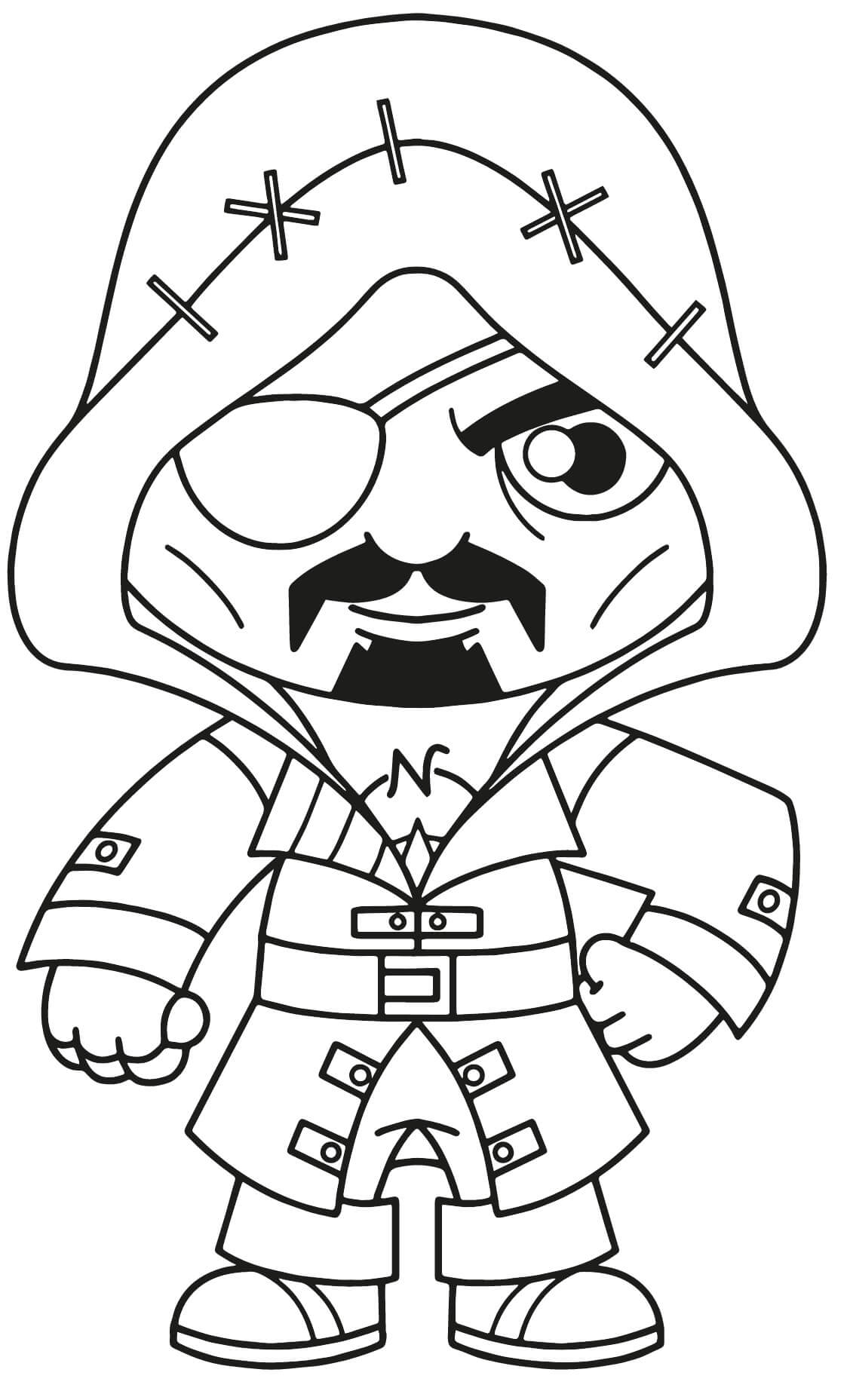 Coloriage Pirate Cœur Noir - Fortnite à imprimer
