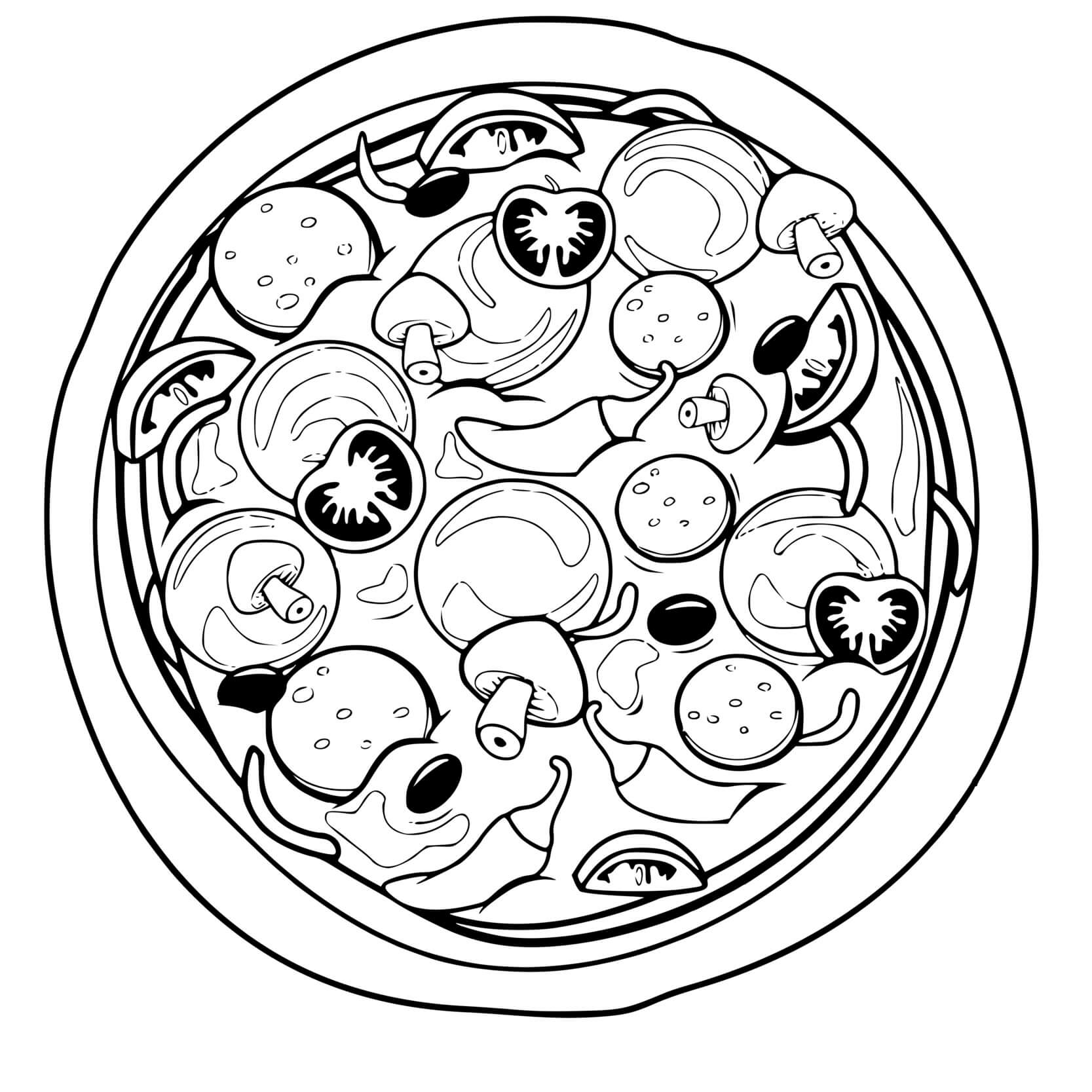 Coloriage Pizza Piment Jalapeno - Pizza à imprimer