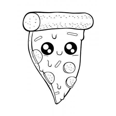 Coloriage Pizza Kawaii Nourriture Maternelle - Kawaii nourriture à imprimer
