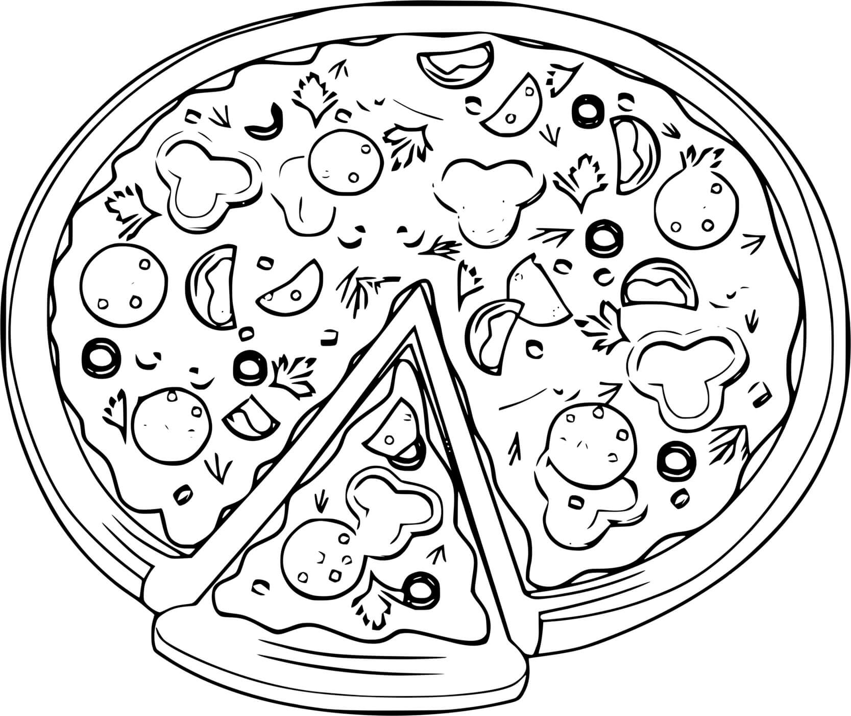 Coloriage Pizza Napolitaine Italien - Pizza à imprimer