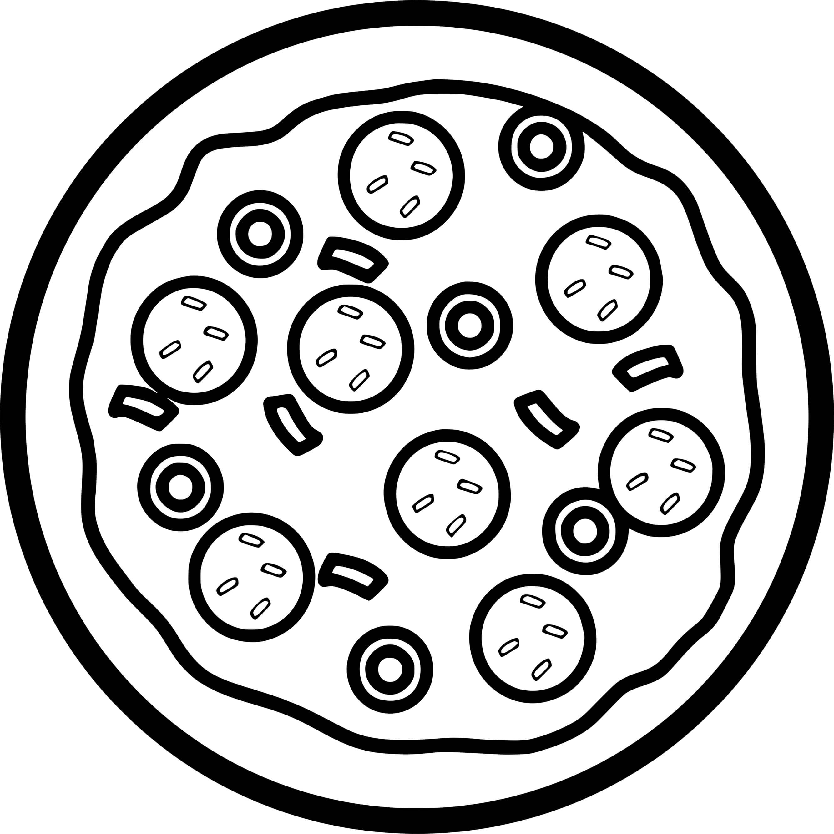 Coloriage Pizza Pepperoni Olive Fromage - Pizza à imprimer