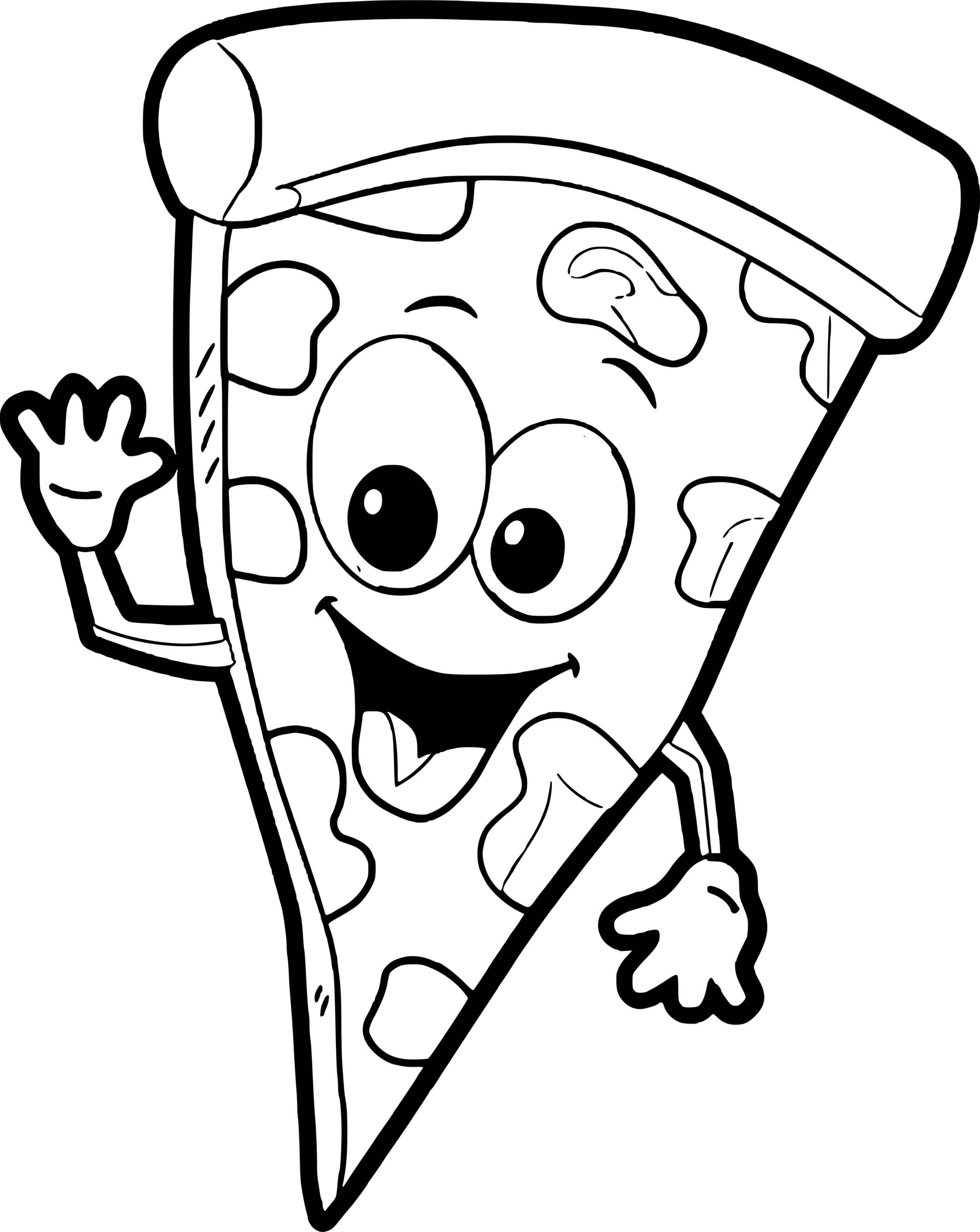 Coloriage Pizza Rigolote Souriante - Pizza à imprimer