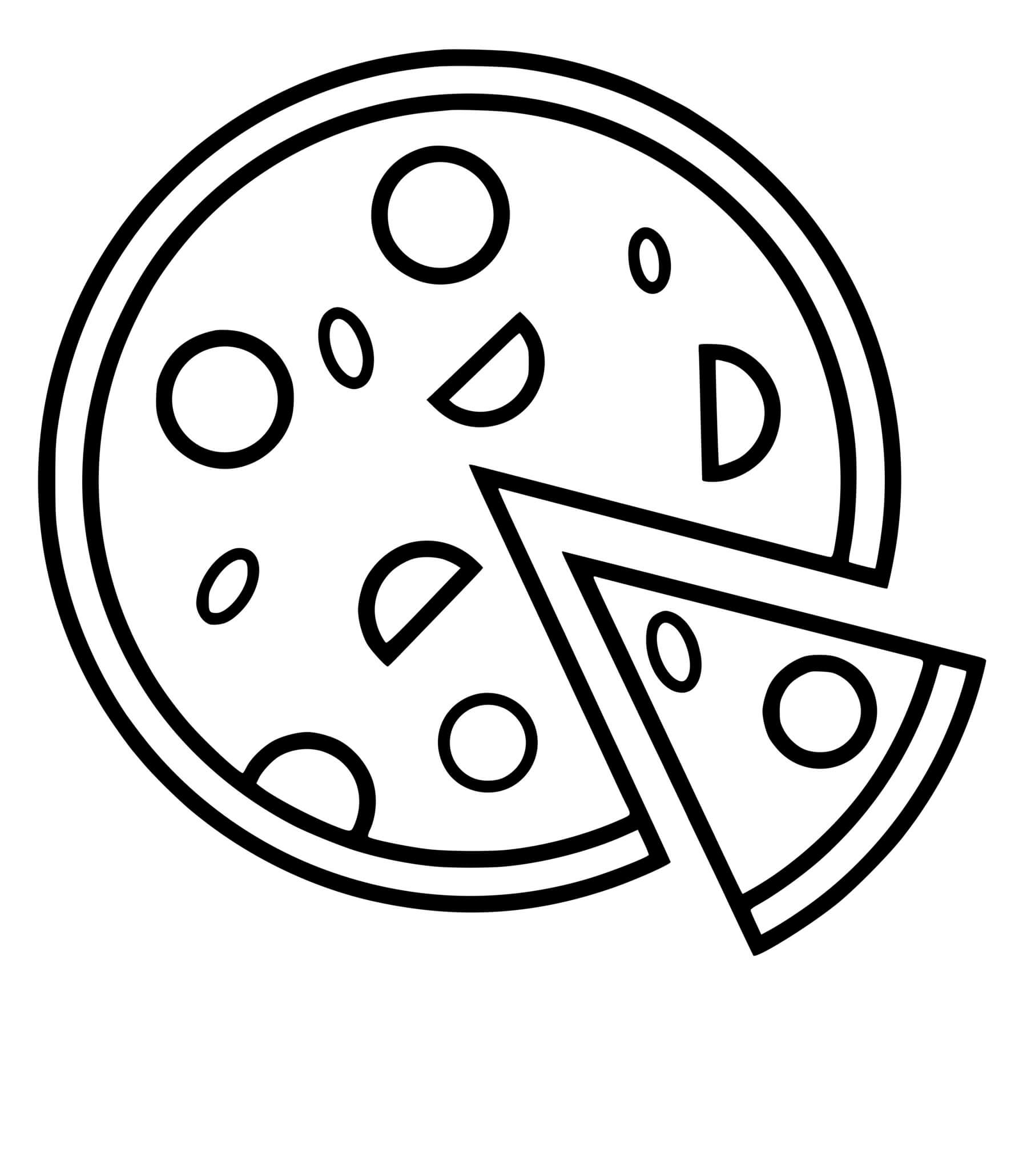 Coloriage Pizza Tomate Mozzarella Classique - Pizza à imprimer
