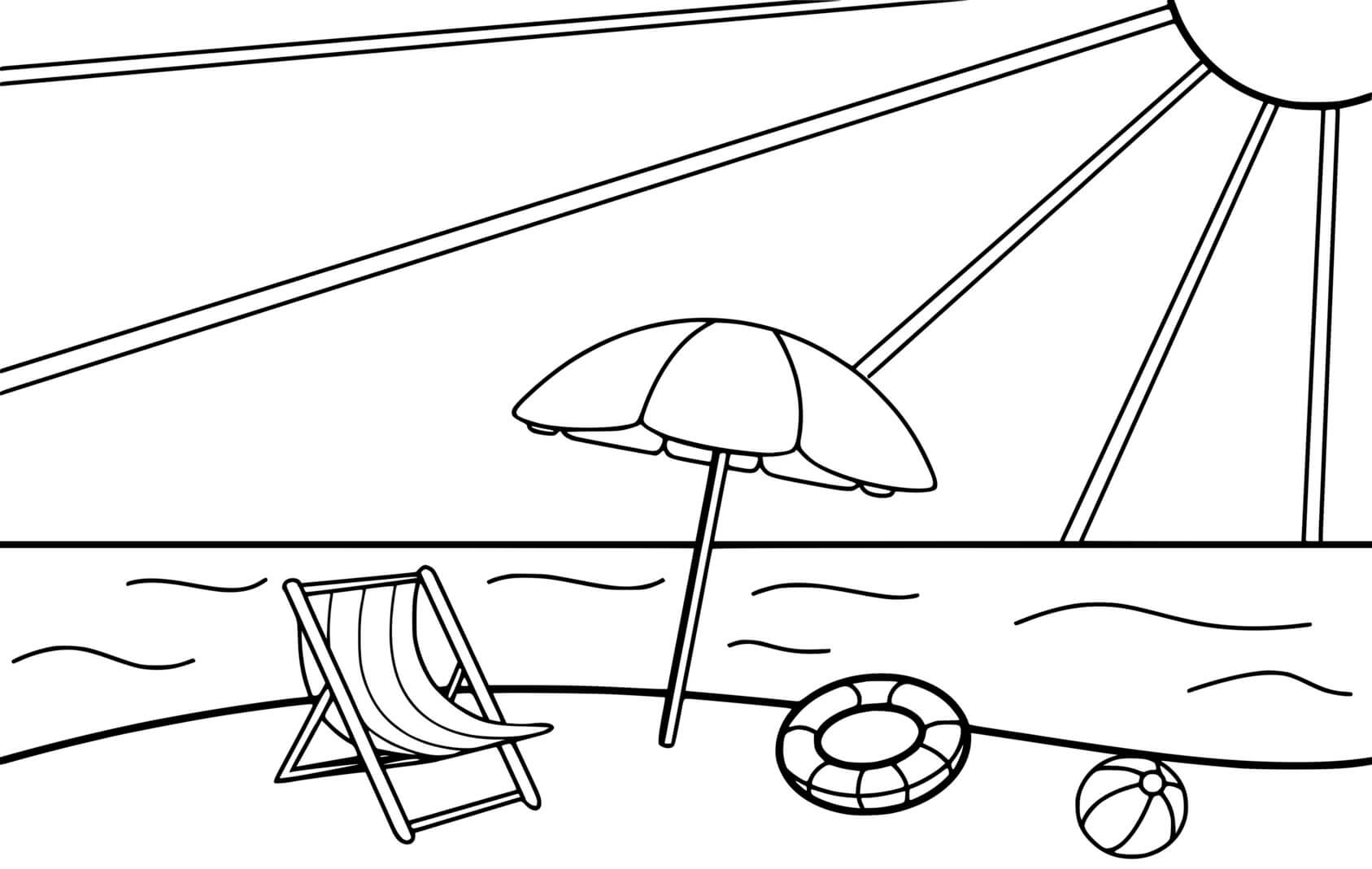 Coloriage Plage Soleil Vacance - Plage à imprimer