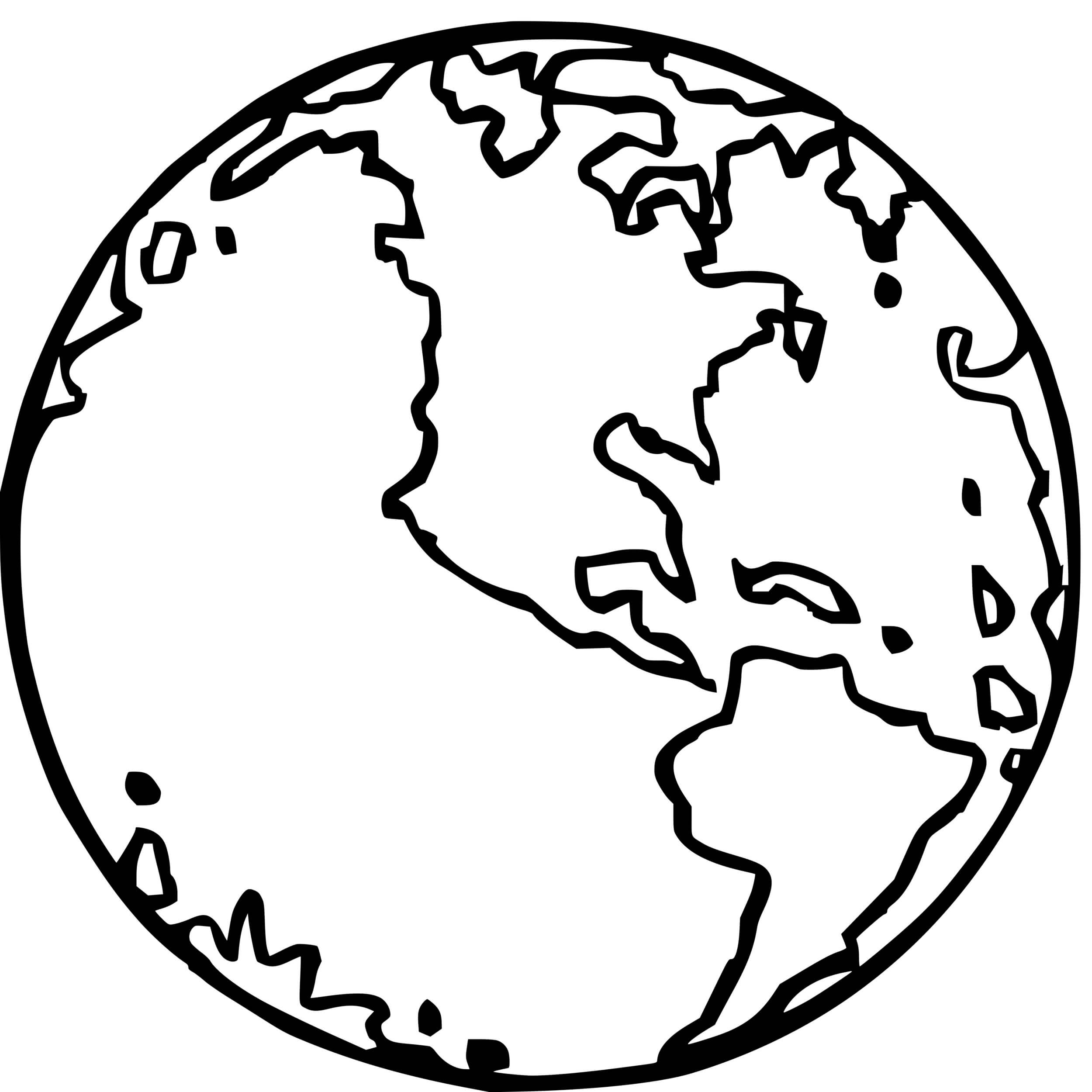 Coloriage Planète Terre Amerique - Planète à imprimer