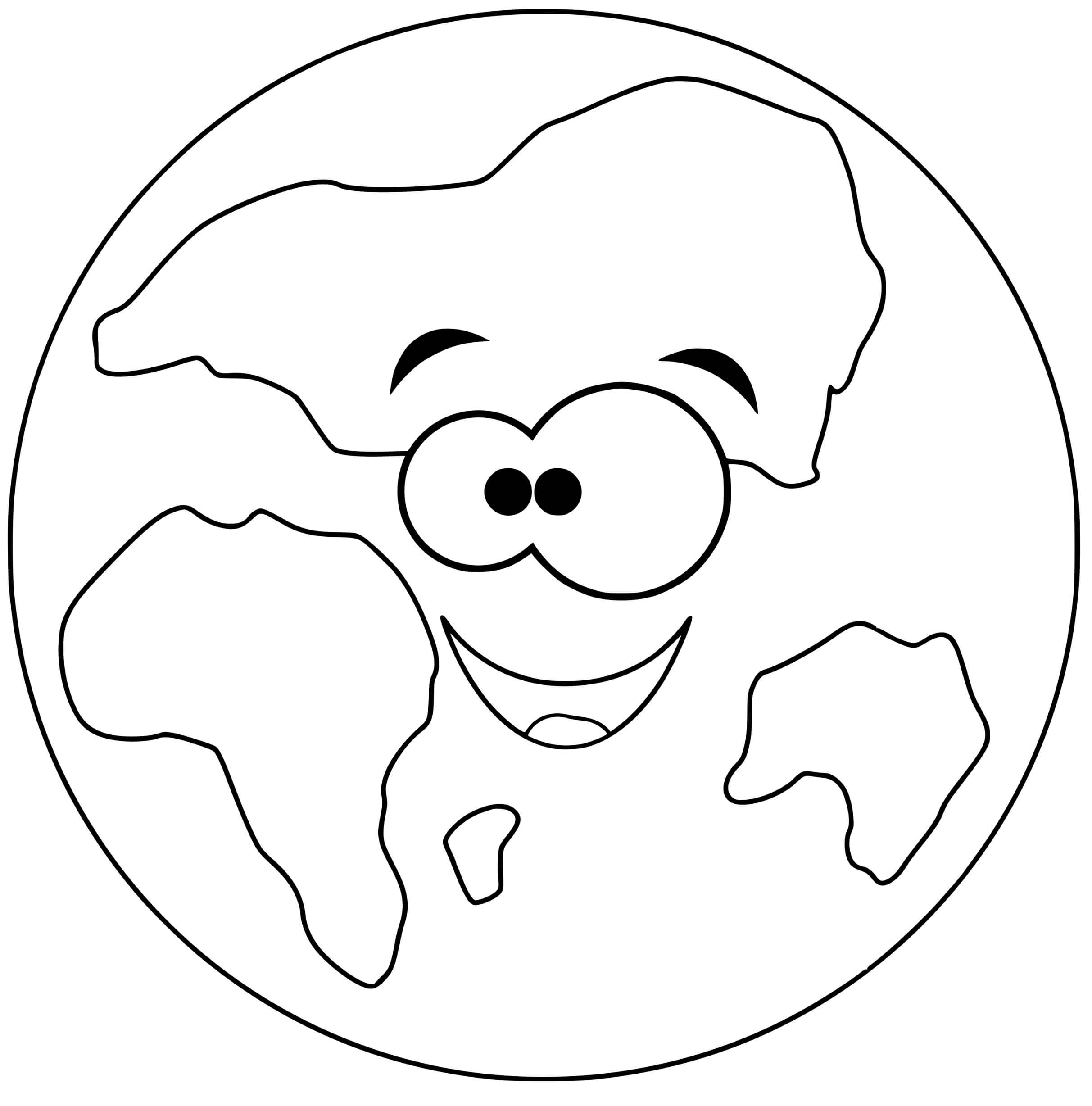 Coloriage Planète Terre Continent Europe Asie Afrique - Planète à imprimer