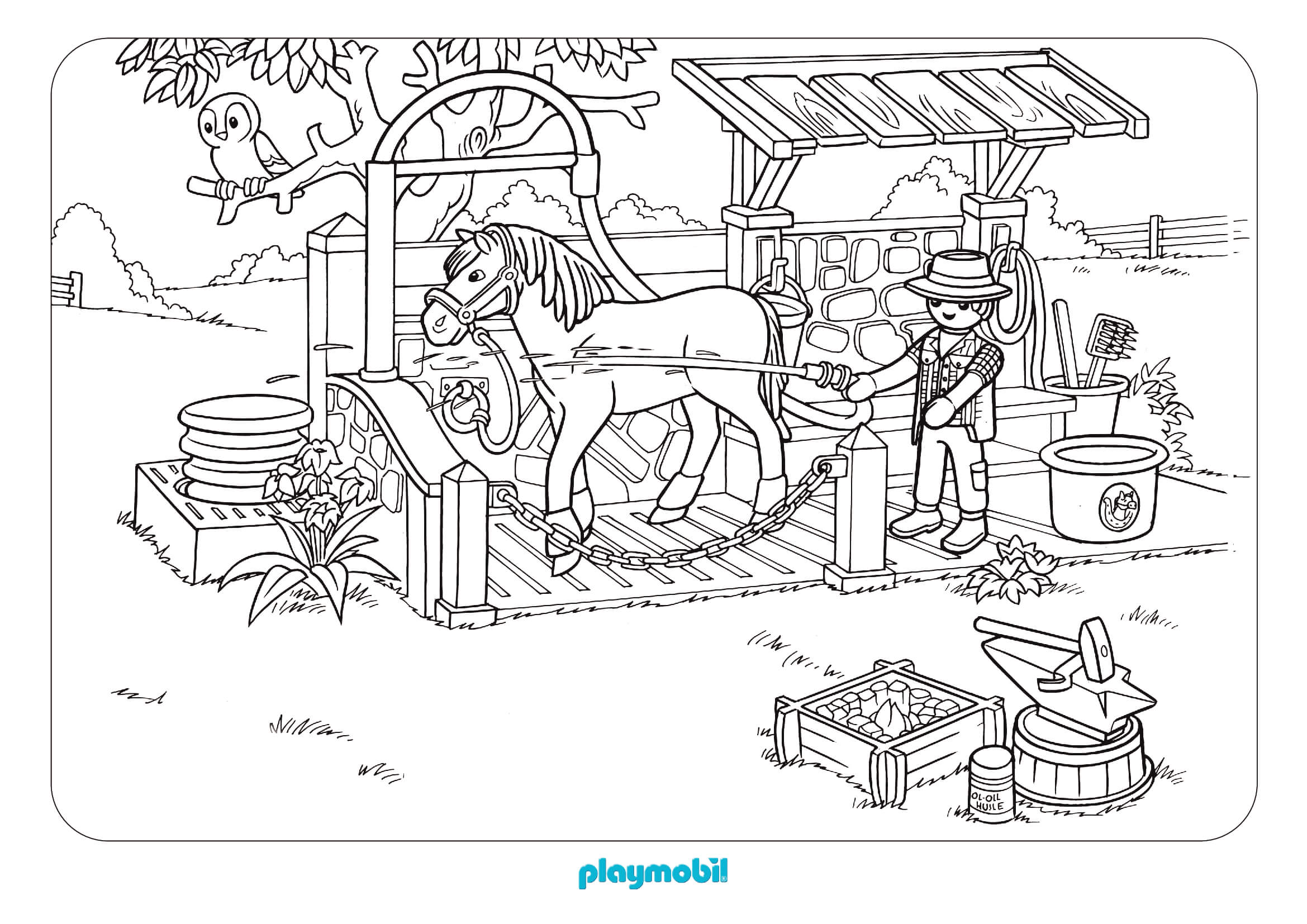 Coloriage Playmobil Aime Les Chevaux - Playmobil à imprimer