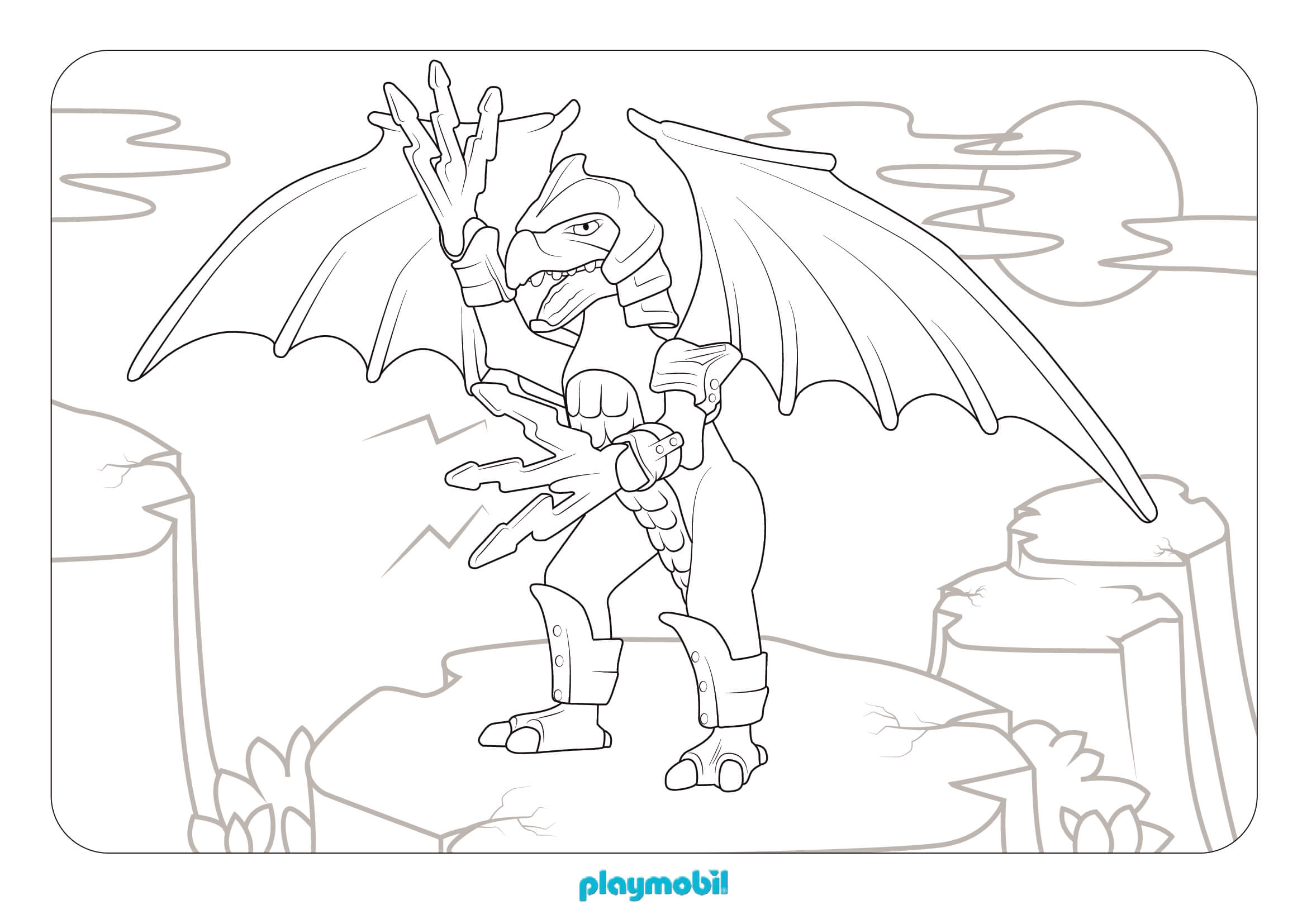Coloriage Playmobil Royaume des dragonnaux magiques - Playmobil à imprimer