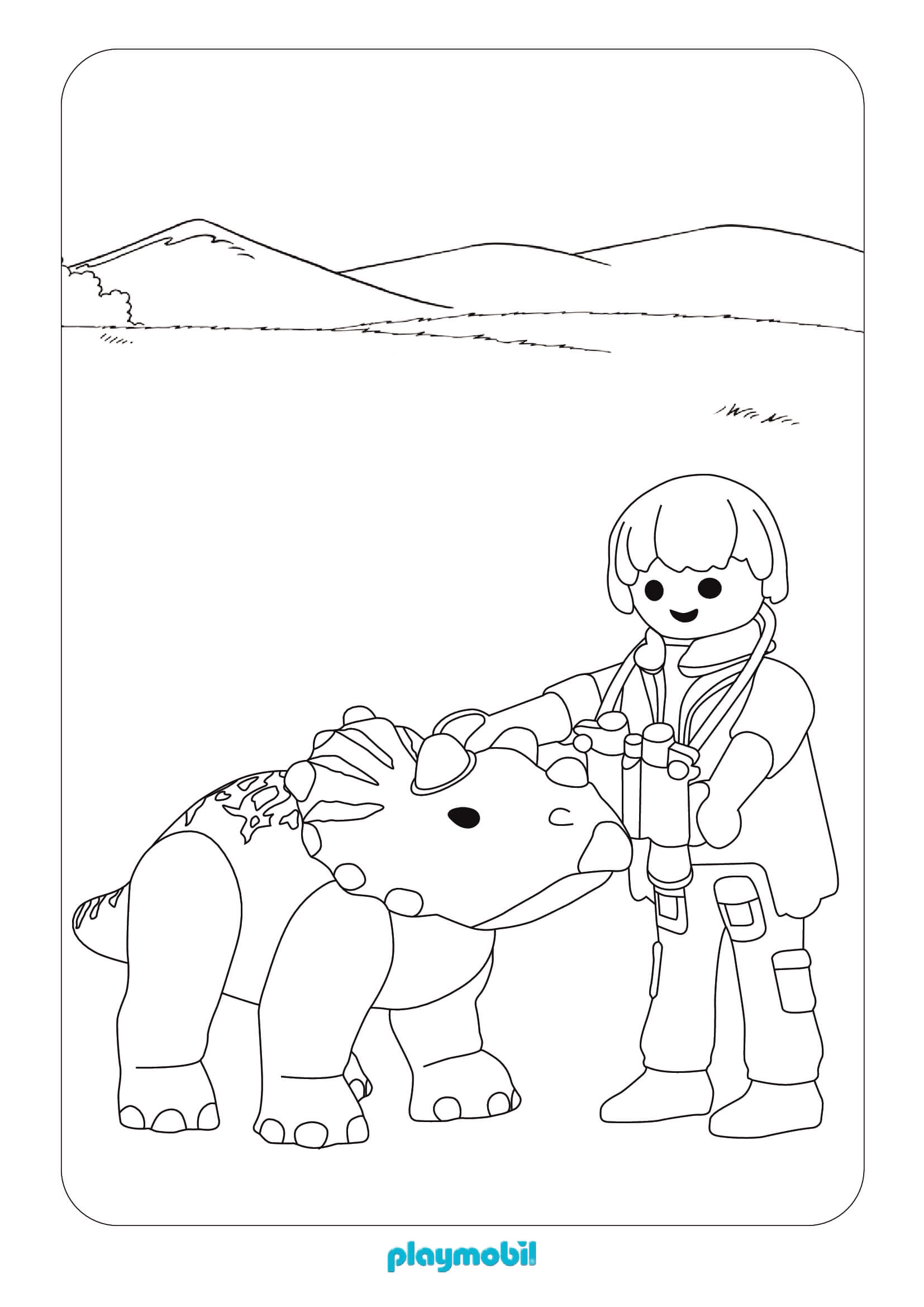 Coloriage Playmobil Avec Un Dino - Playmobil à imprimer