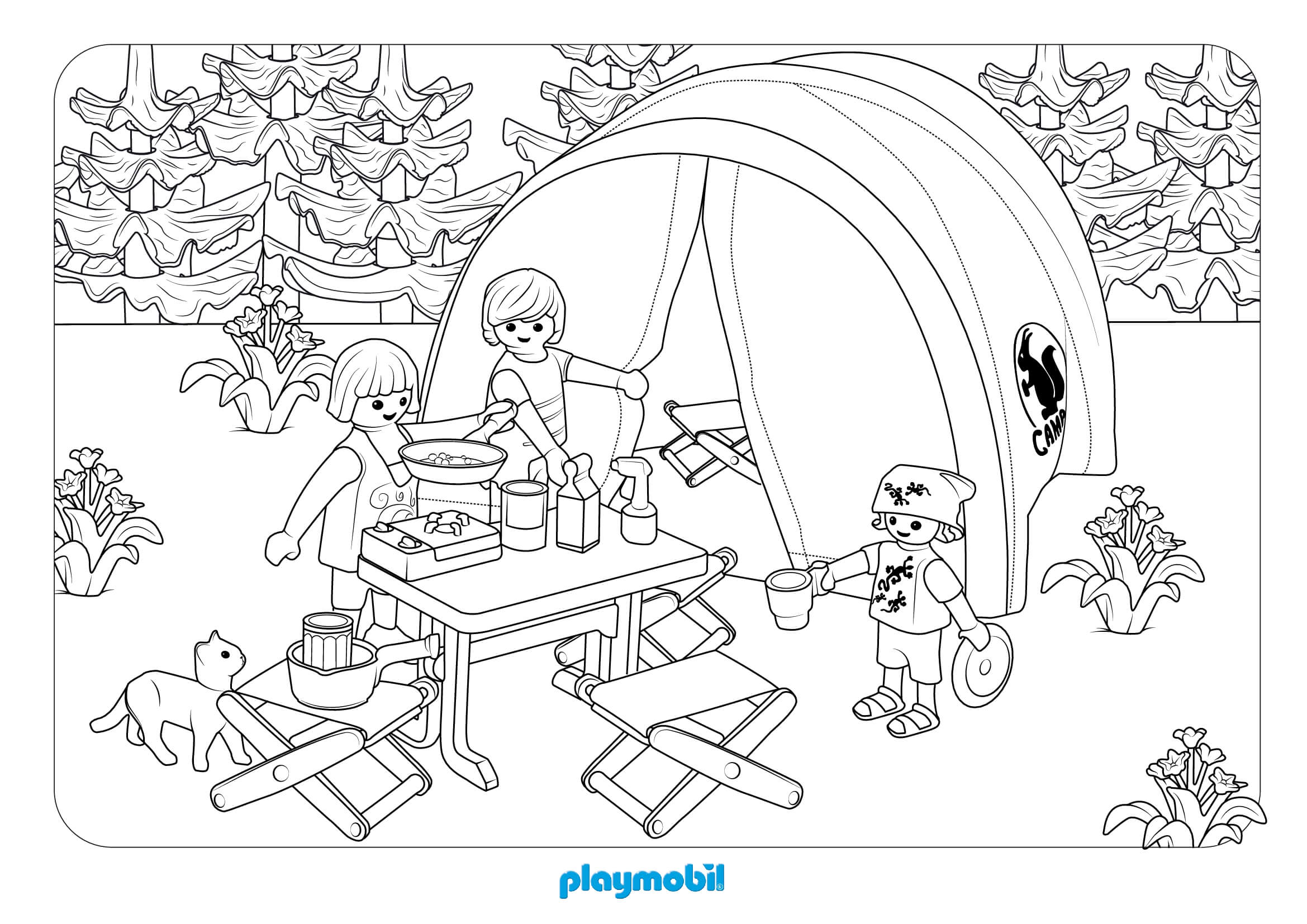 Coloriage Playmobil Camping 3 - Playmobil à imprimer
