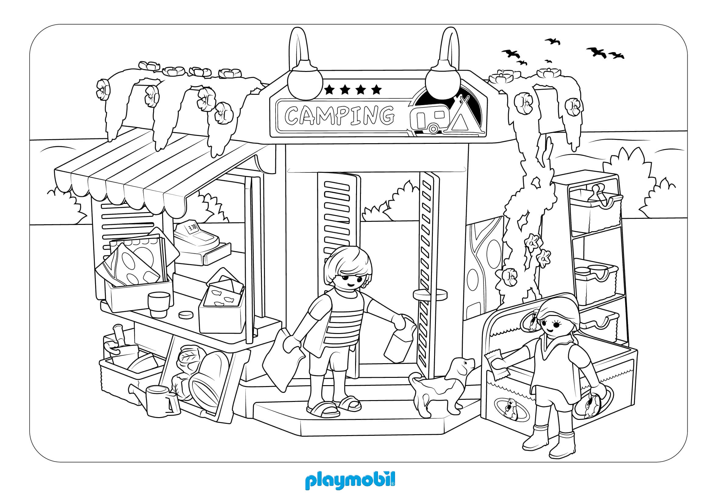 Coloriage Playmobil Camping - Playmobil à imprimer