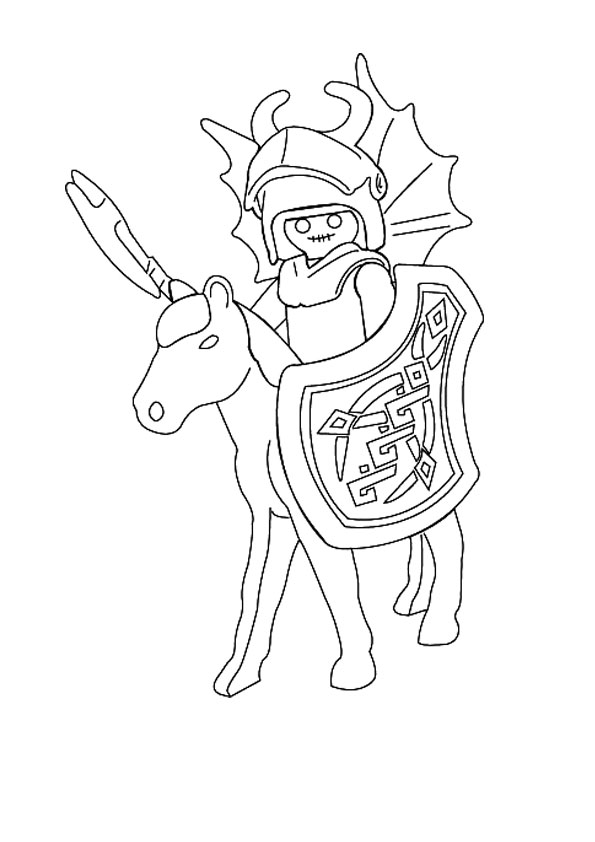Coloriage Playmobil Chevalier - Cheval à imprimer