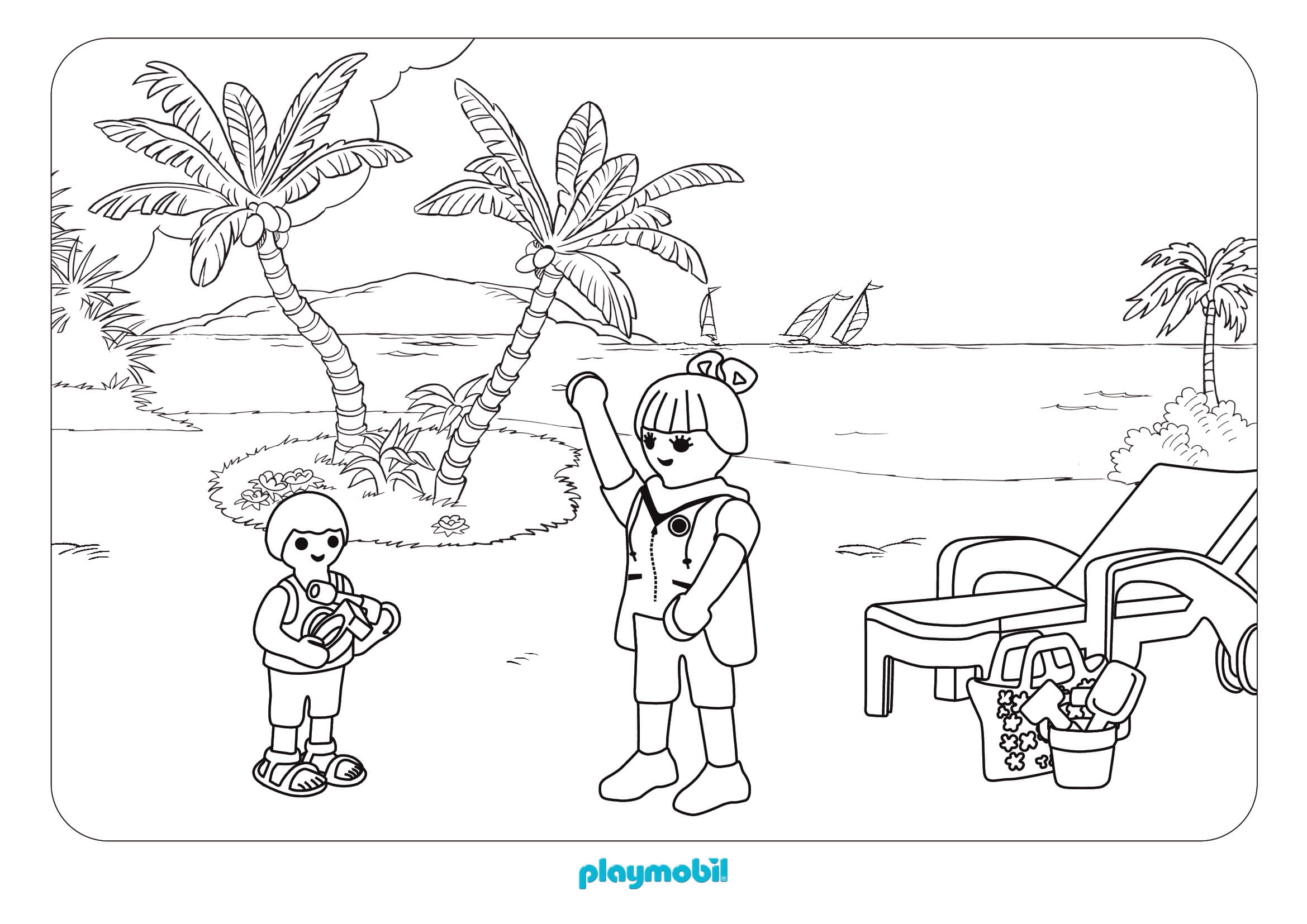 Coloriage Playmobil En Vacance - Playmobil à imprimer