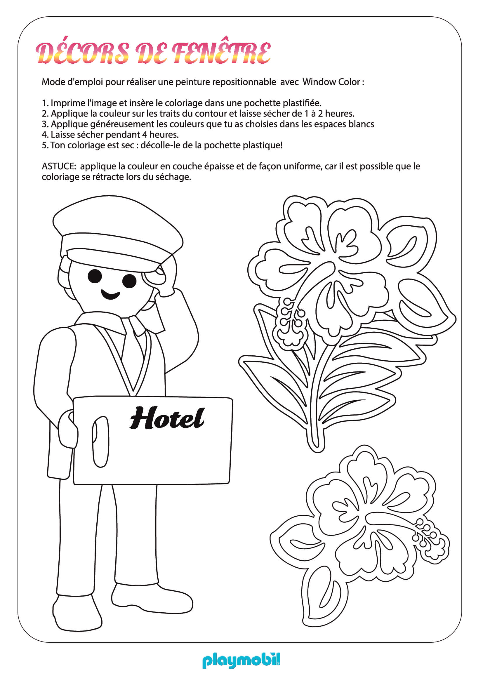 Coloriage Playmobil Hotel Decors De Fenêtre - Playmobil à imprimer