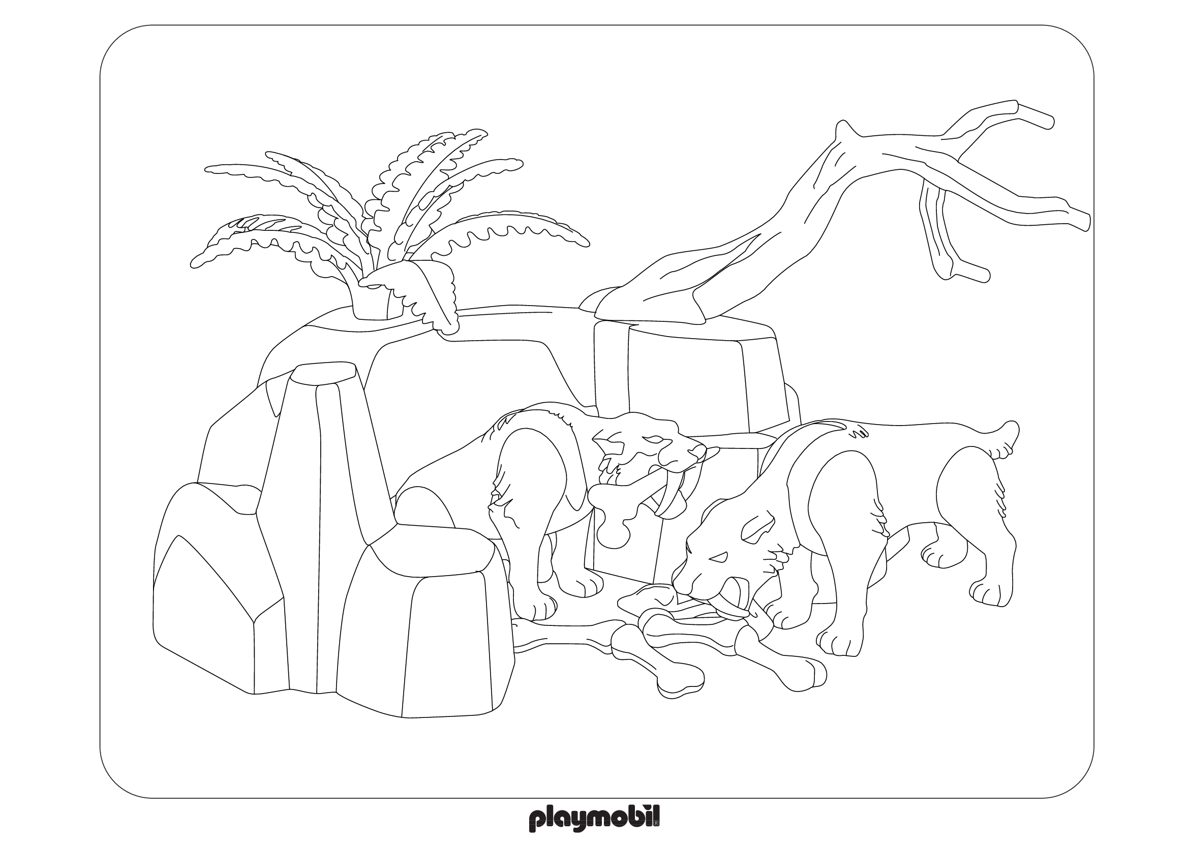 Coloriage Playmobil La Prehistoire Avec Animaux - Playmobil à imprimer