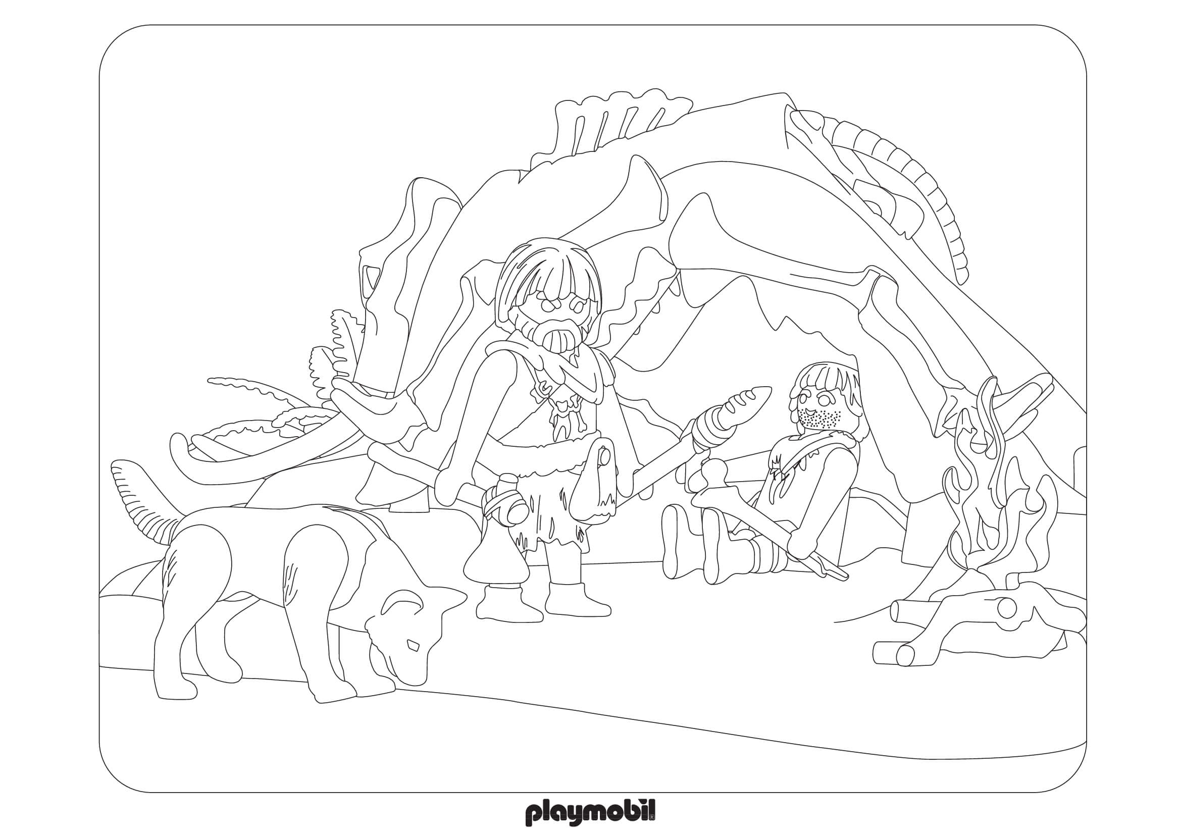 Coloriage Playmobil La Prehistoire - Playmobil à imprimer