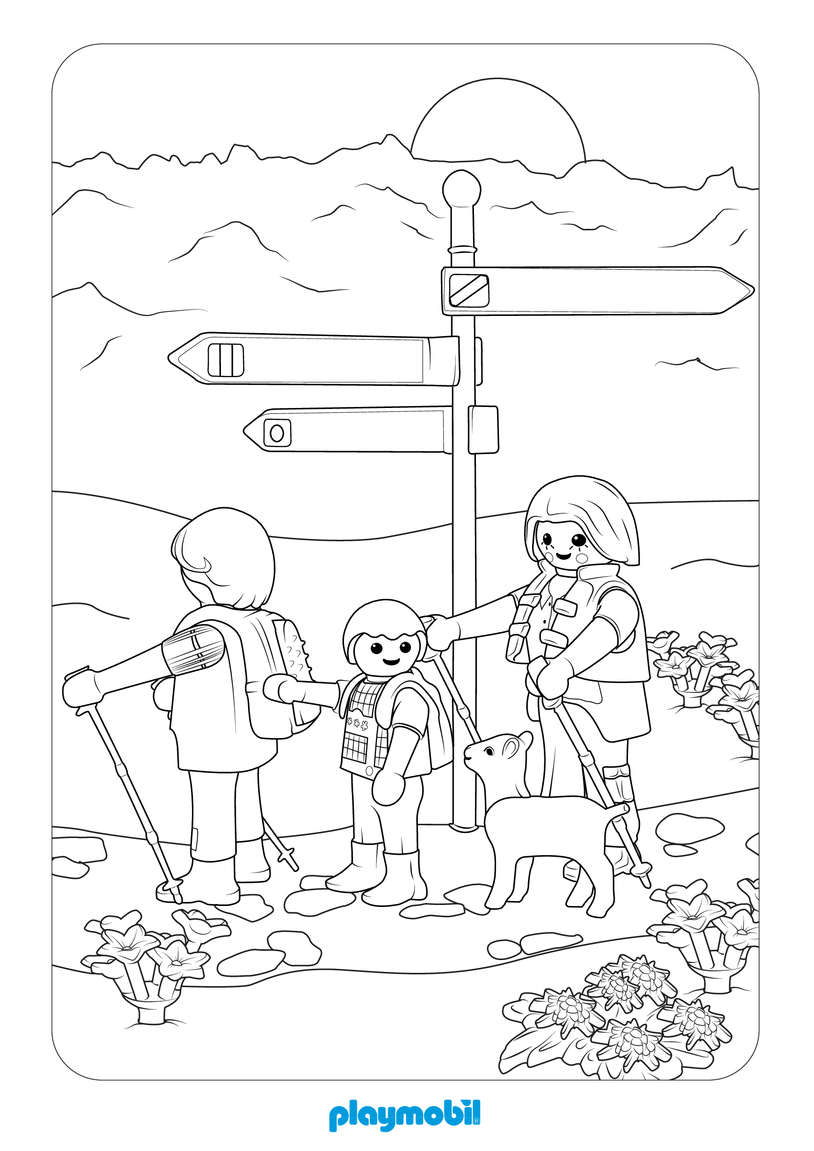 Coloriage Playmobil Aventure à la Montagne - Playmobil à imprimer