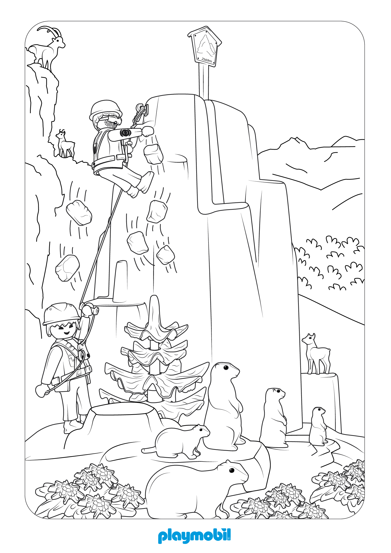 Coloriage Playmobil La Vie A La Montagne - Playmobil à imprimer