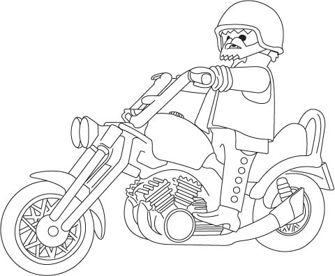 Coloriage Playmobil Moto - Moto à imprimer