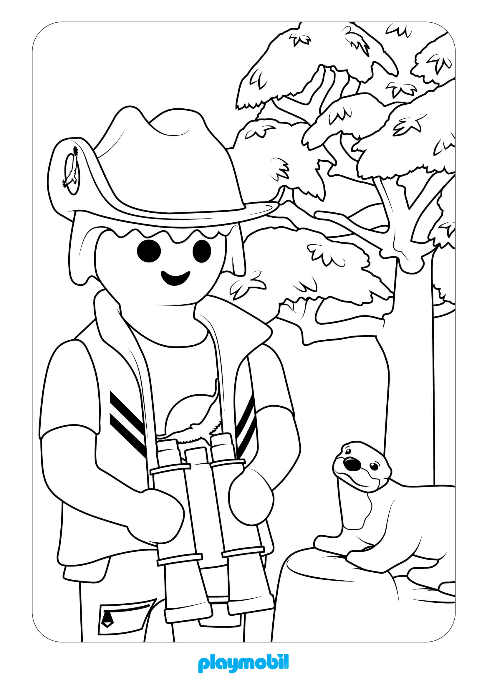 Coloriage Playmobil Près Dun Arbre - Playmobil à imprimer