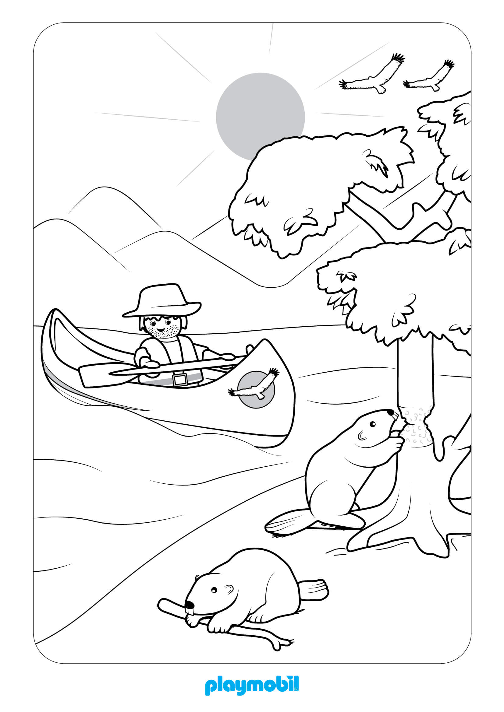 Coloriage Playmobil Sur Un Lac - Playmobil à imprimer