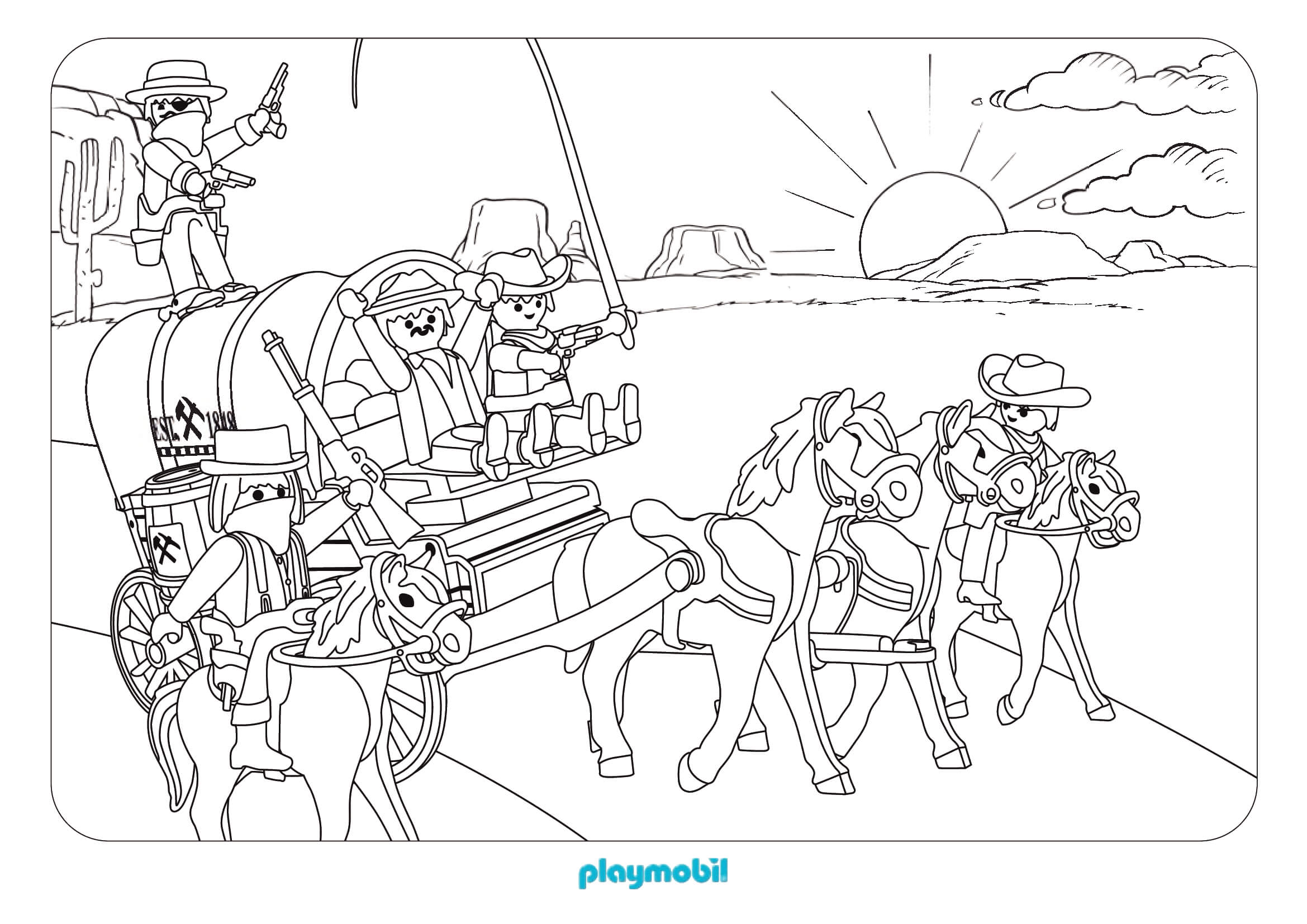 Coloriage Playmobil Western 2 - Playmobil à imprimer