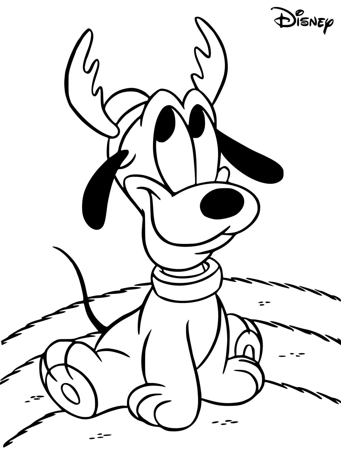 Coloriage Pluto bébé Noël kawaii disney - Kawaii disney à imprimer