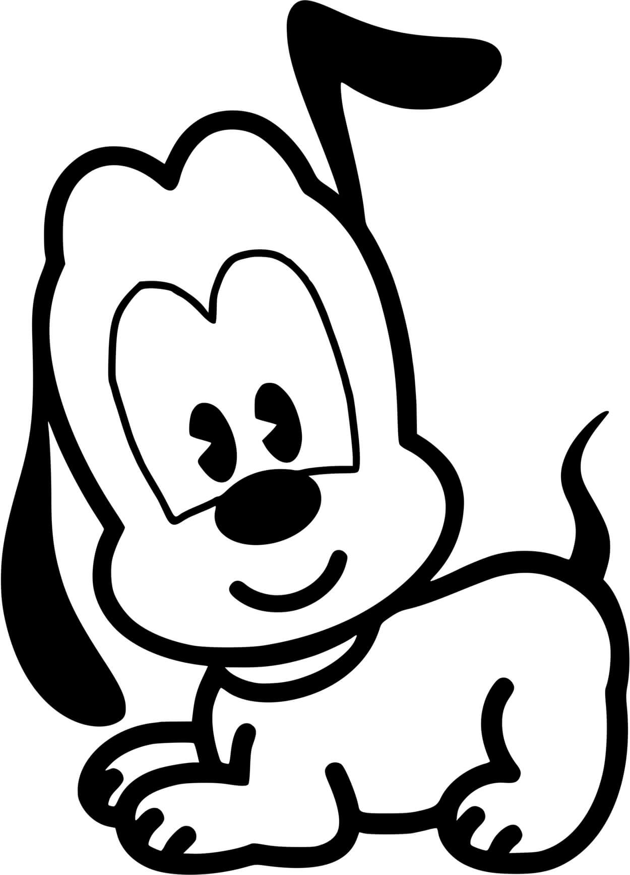Coloriage Pluto bébé veut jouer kawaii disney - Kawaii disney à imprimer