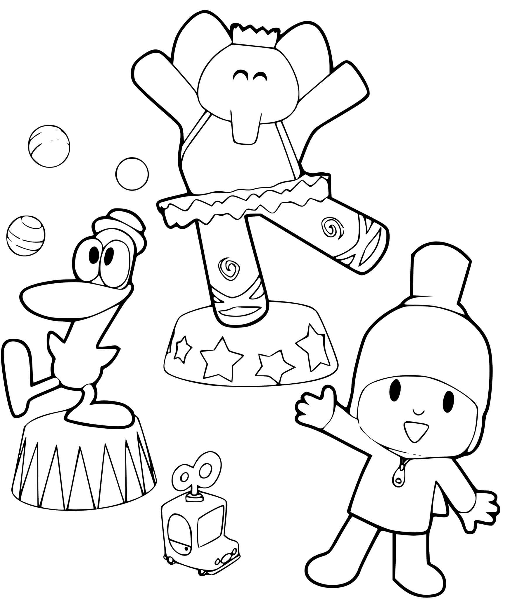 Coloriage Pocoyo Et Ses Amis Au Circle - Pocoyo à imprimer