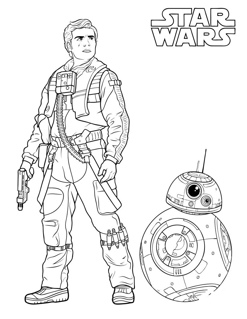 Coloriage Poe Dameron Drone Bb8 - Star wars à imprimer