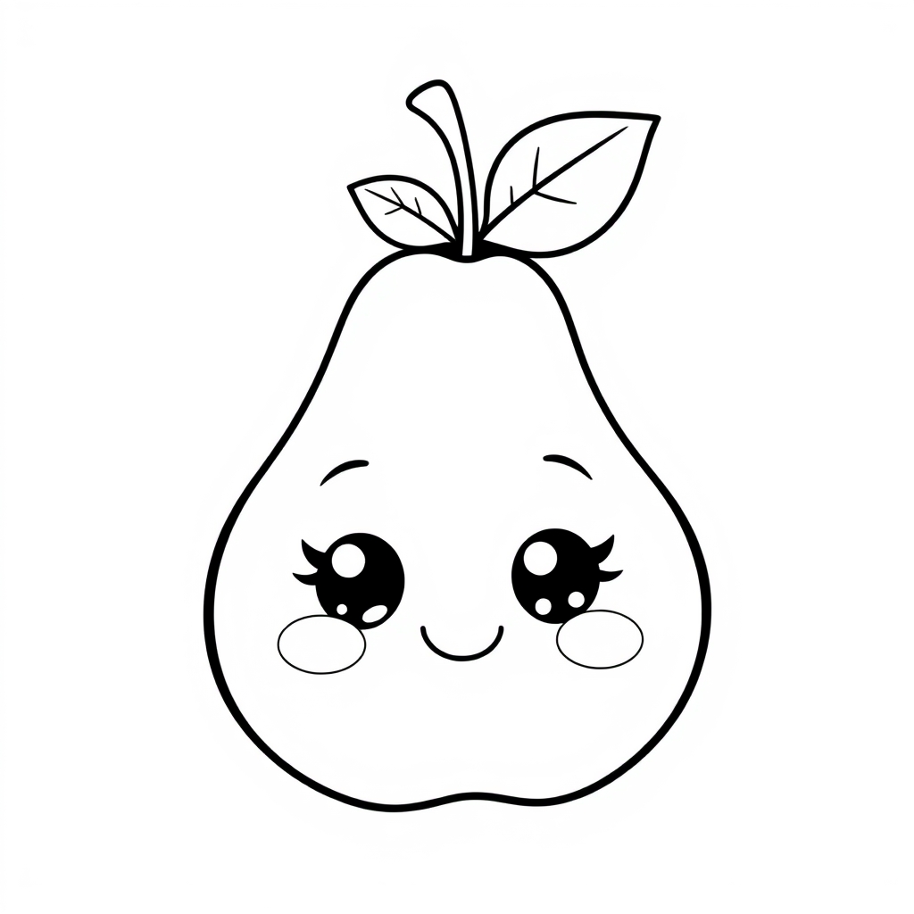 Coloriage Poire 1 Fruit Kawaii - Kawaii fruits à imprimer