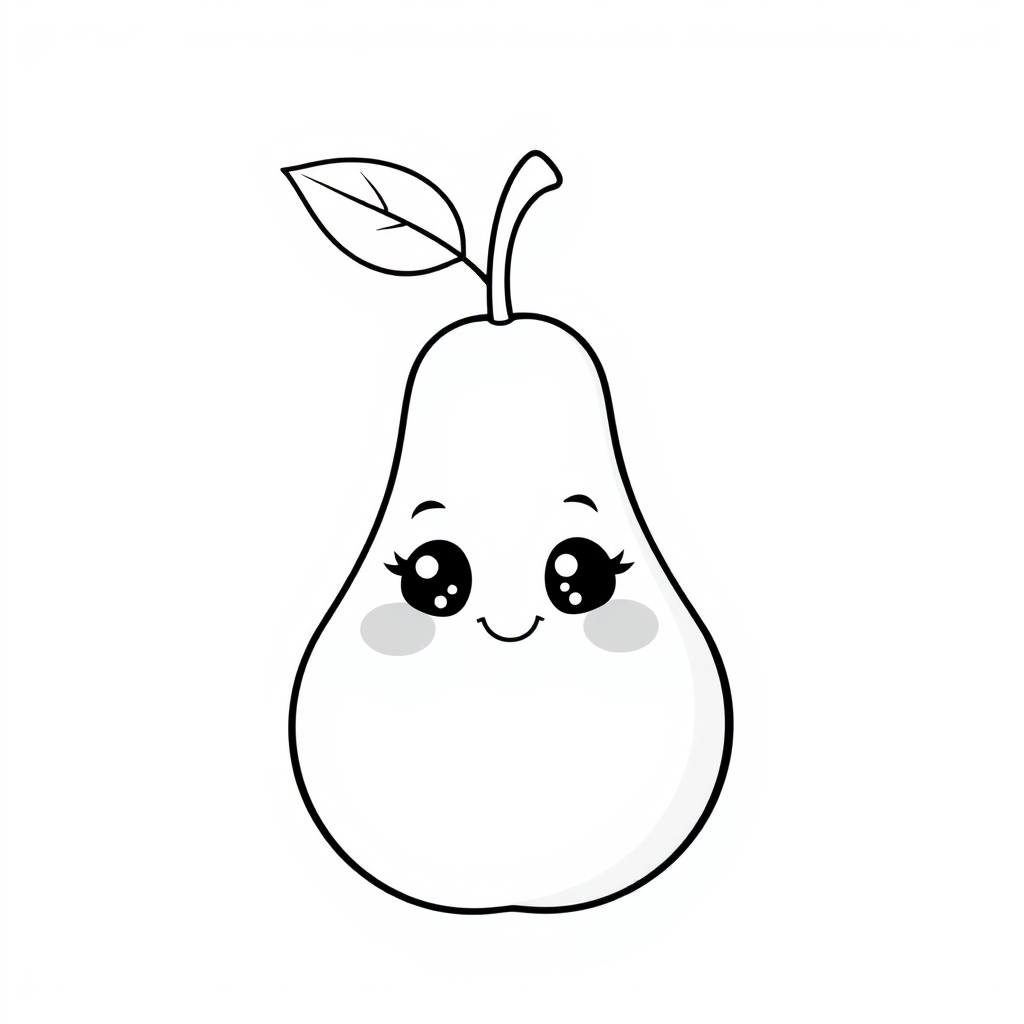Coloriage Poire 2 Fruit Kawaii - Kawaii fruits à imprimer