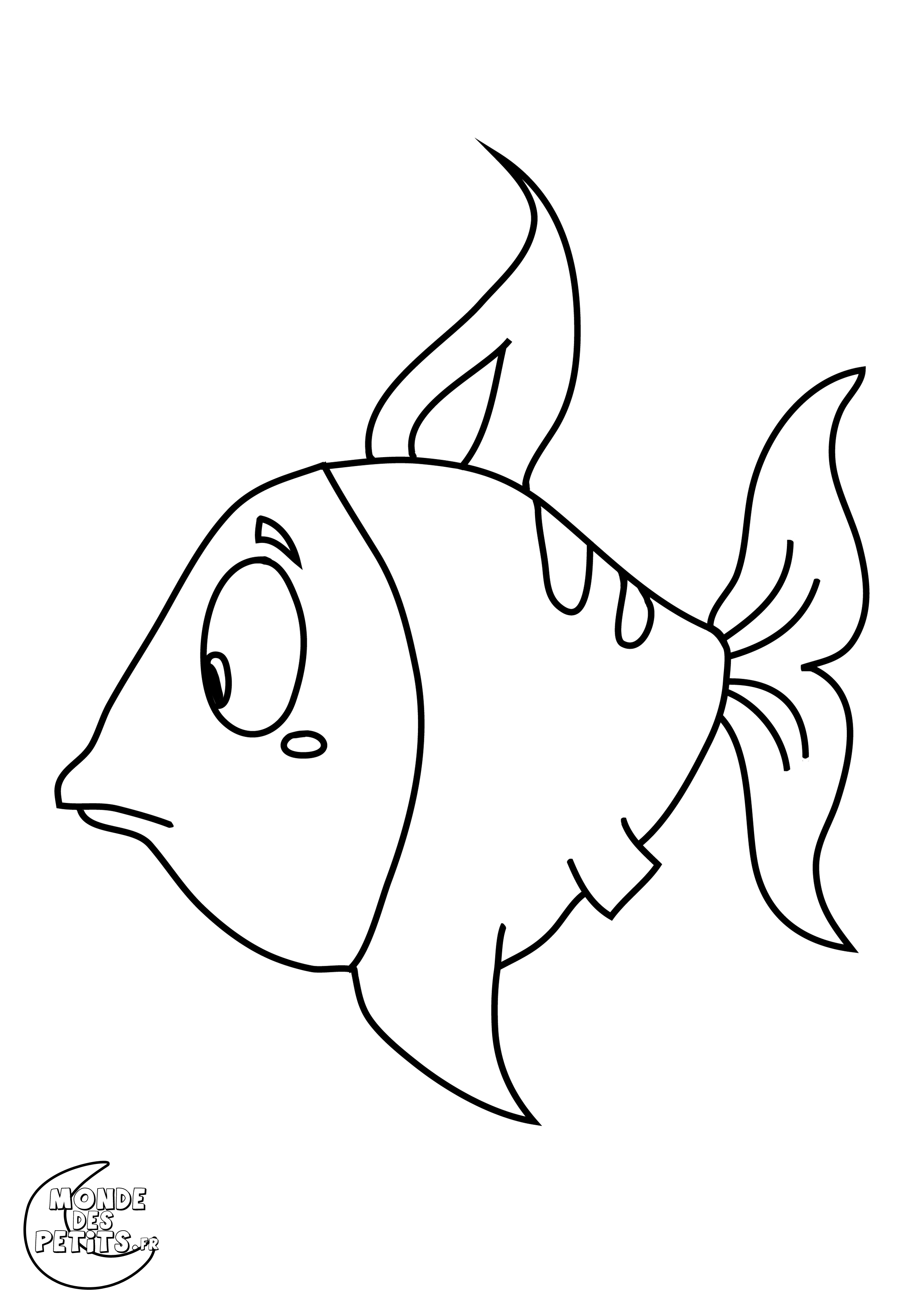 Coloriage Poisson tropical aux nageoires ondulantes - Poisson à imprimer