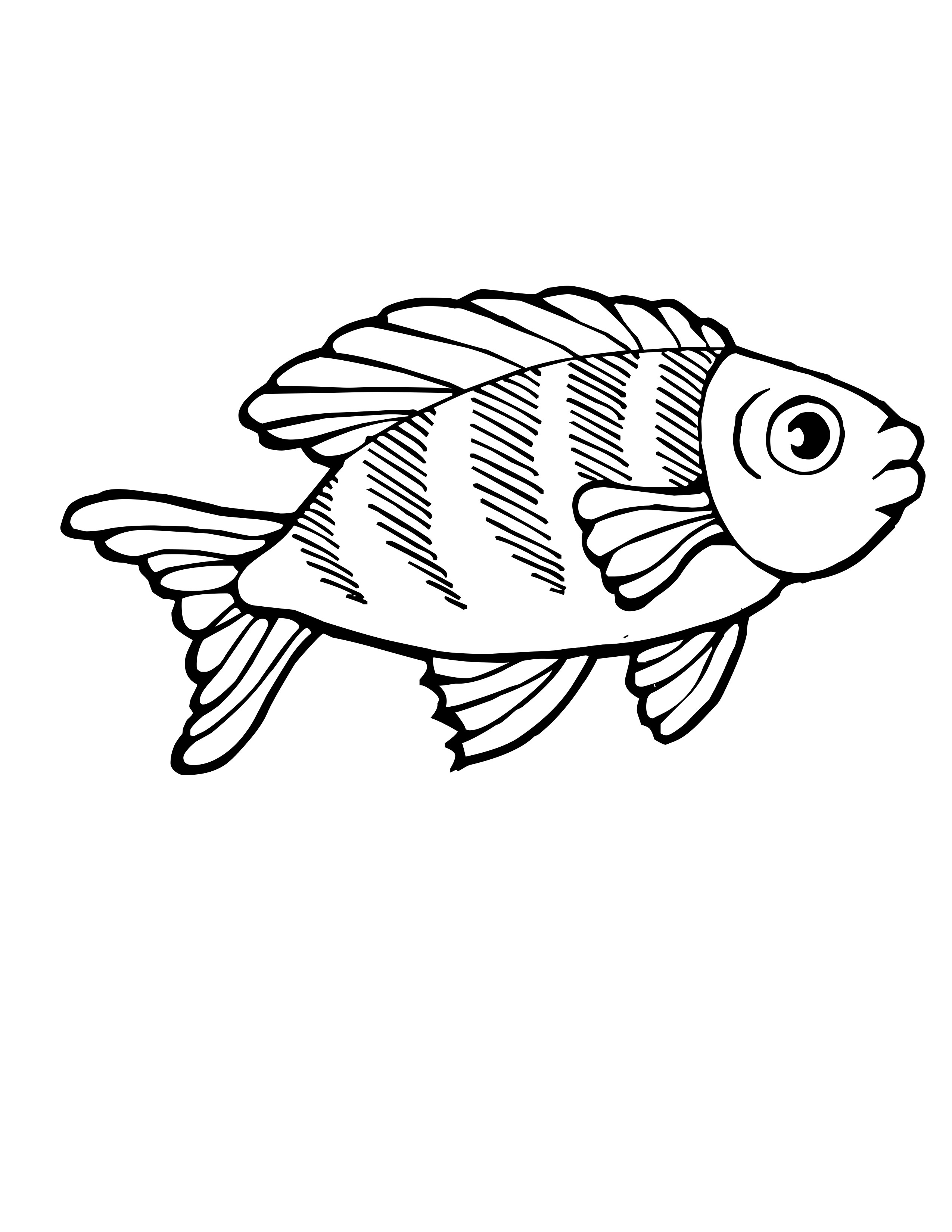Coloriage Poisson rayé dans les coraux - Poisson à imprimer