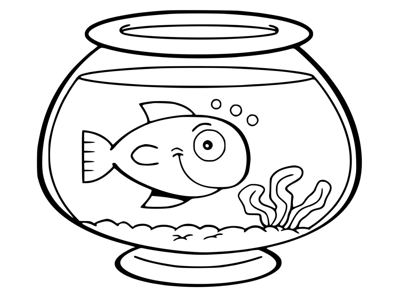 Coloriage Poisson Dans Un Bocal - Poisson à imprimer