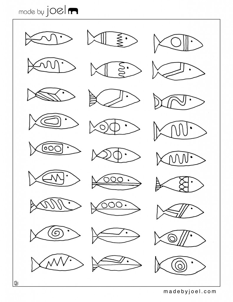 Coloriage Poisson d'avril aux nageoires ondulantes - Poisson à imprimer