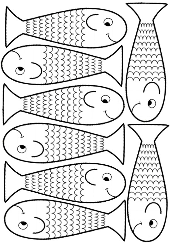 Coloriage Poisson d'avril espiègle avec nageoires ondulantes - Poisson à imprimer