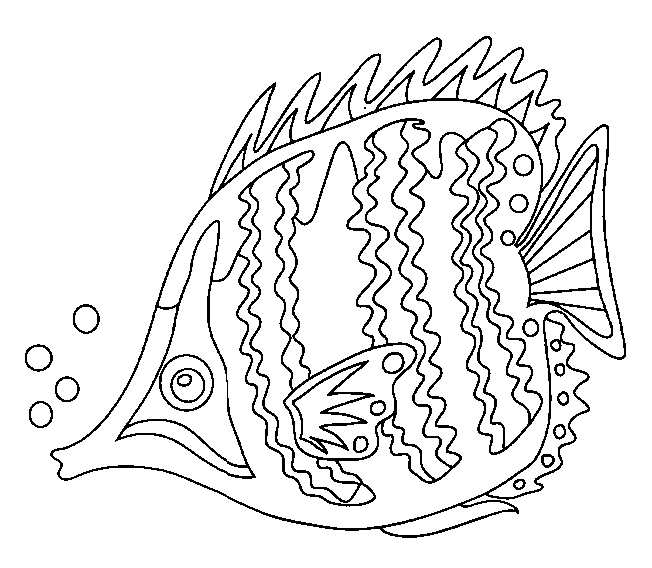 Coloriage Poisson d'avril coloré aux motifs géométriques - Poisson à imprimer