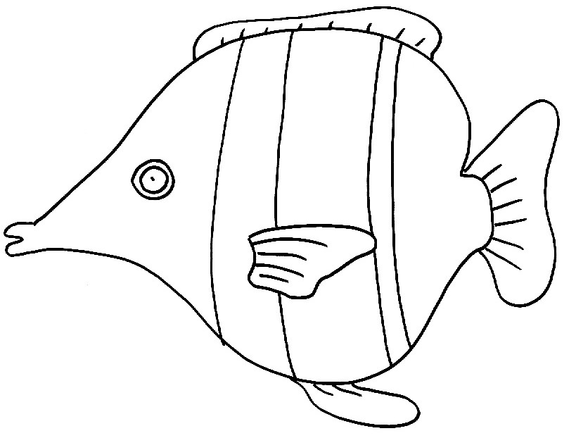 Coloriage Poisson d'avril fantaisiste aux nageoires ondulantes - Poisson à imprimer