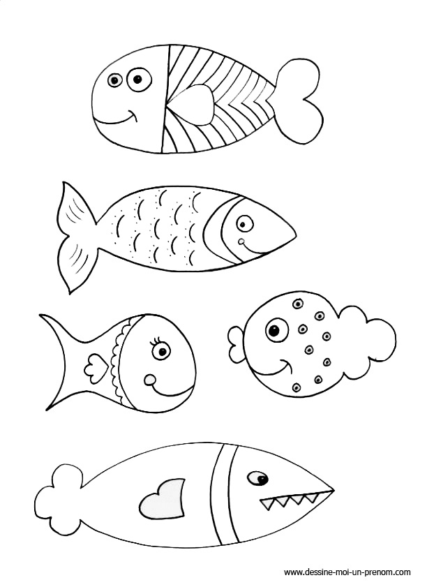 Coloriage Poisson d'avril nageant en eaux joyeuses - Poisson à imprimer
