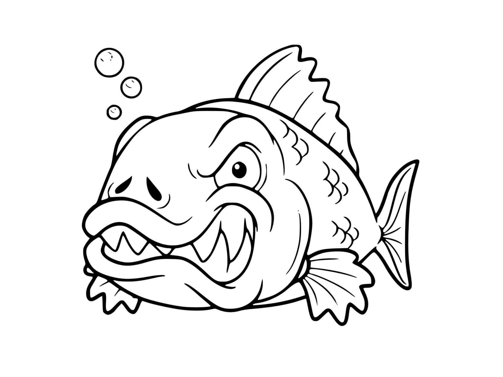 Coloriage Poisson Fâché Pas Content - Poisson à imprimer