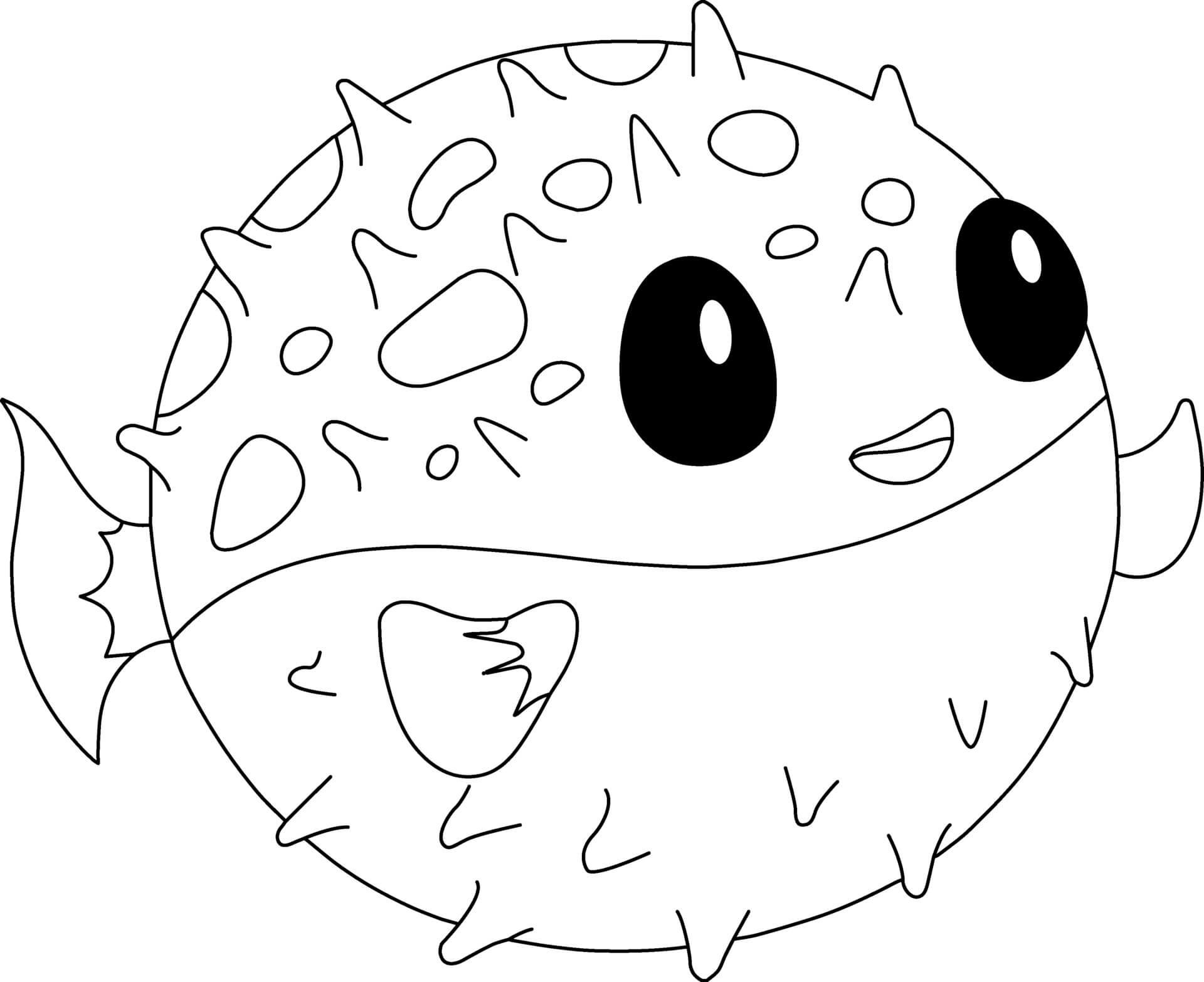 Coloriage Poisson Globe Puffers Ayant La Capacite De Gonfler - Animal à imprimer