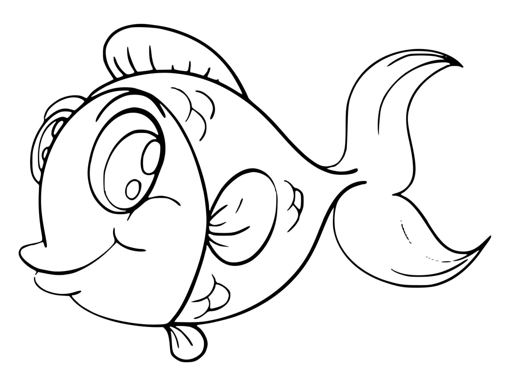 Coloriage Poisson Princesse Fille - Poisson à imprimer