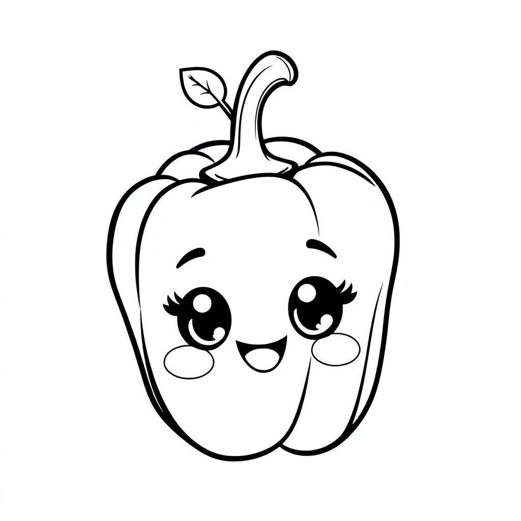 Coloriage Poivron Jaune Légumes Kawaii - Legumes à imprimer