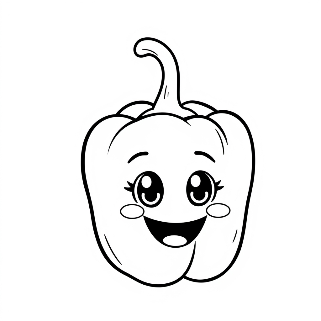 Coloriage Poivron Rouge Légumes Kawaii - Legumes à imprimer