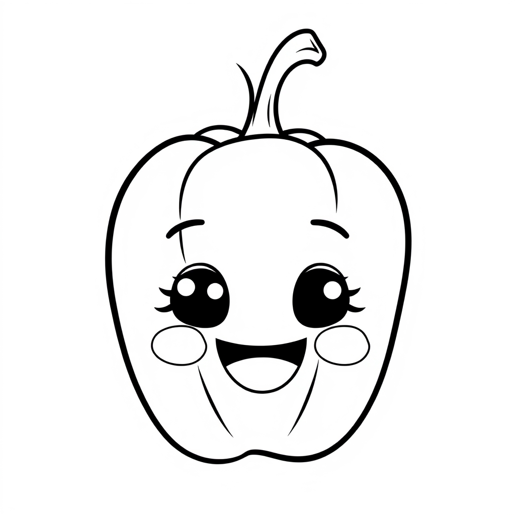 Coloriage Poivron Vert Légumes - Legumes à imprimer