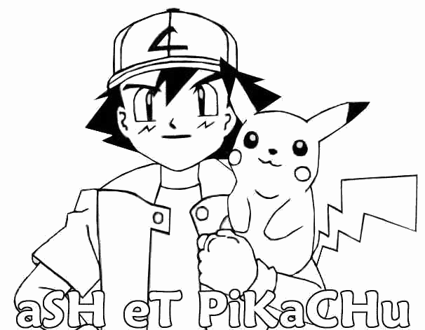 Coloriage Pokemon Ash Pikachu - Pokémon à imprimer